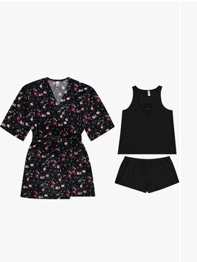 Flora By Flora Nikrooz Mindy 3-Piece Travel Pajamas Set. NWT. Size Medium